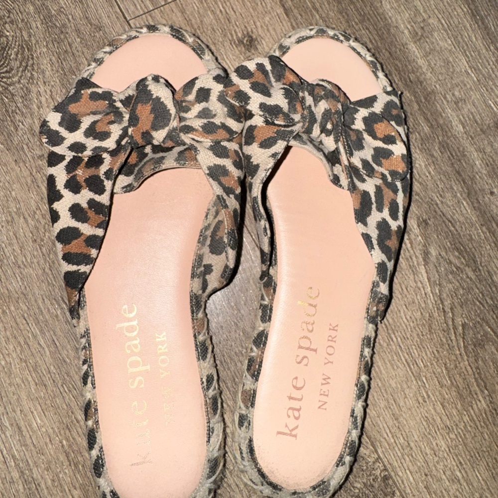 kate spade Leopard Bow Slide Sandals — Pink Insole
